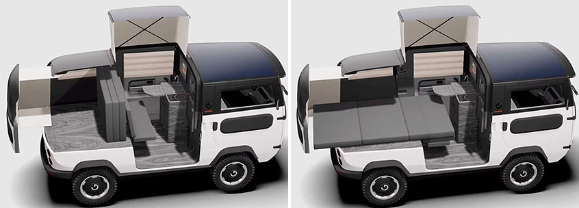 Немецкий электрокар eBussy превратили в XBUS Camper - мини-автодомом для двоих