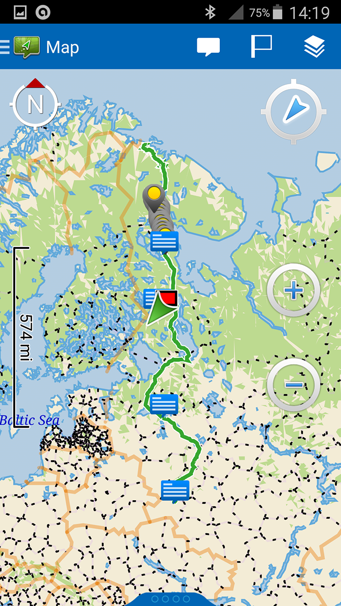 Карта с точками и маршрутом